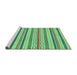 Sideview of Machine Washable Abstract Turquoise Modern Area Rugs, wshabs2236turq