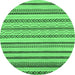 Round Abstract Emerald Green Modern Rug, abs2236emgrn