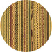 Round Abstract Brown Modern Rug, abs2237brn