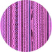 Round Machine Washable Abstract Purple Modern Area Rugs, wshabs2237pur