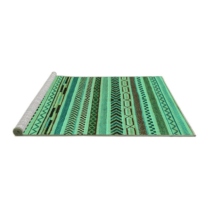 Sideview of Machine Washable Abstract Turquoise Modern Area Rugs, wshabs2237turq