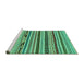 Sideview of Machine Washable Abstract Turquoise Modern Area Rugs, wshabs2237turq