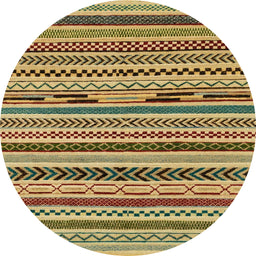 Round Machine Washable Abstract Yellow Rug, wshabs2237