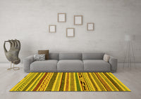 Machine Washable Abstract Yellow Modern Rug, wshabs2237yw