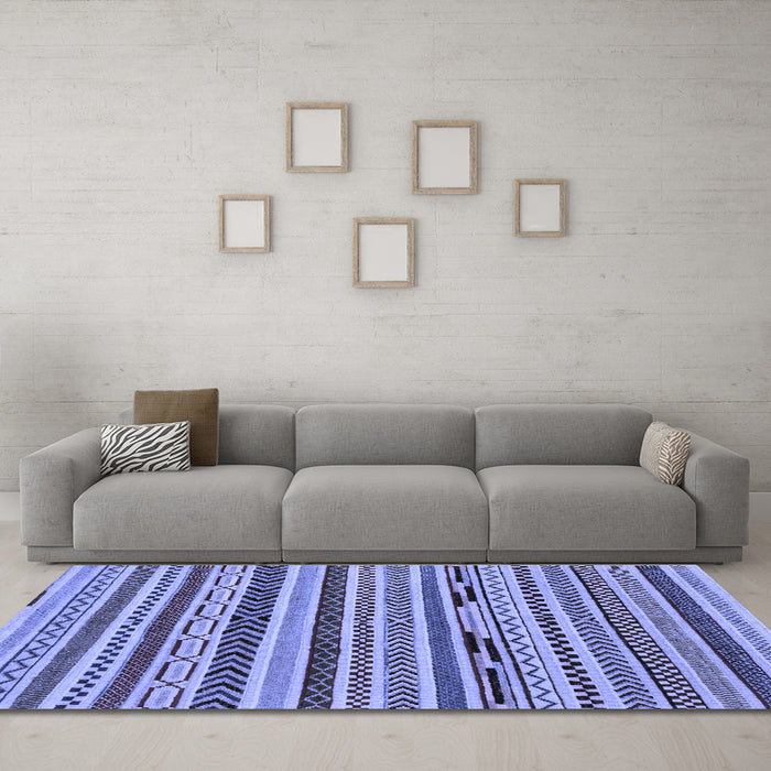 Machine Washable Abstract Blue Modern Rug in a Living Room, wshabs2237blu