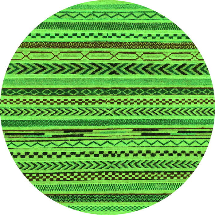 Round Abstract Green Modern Rug, abs2237grn