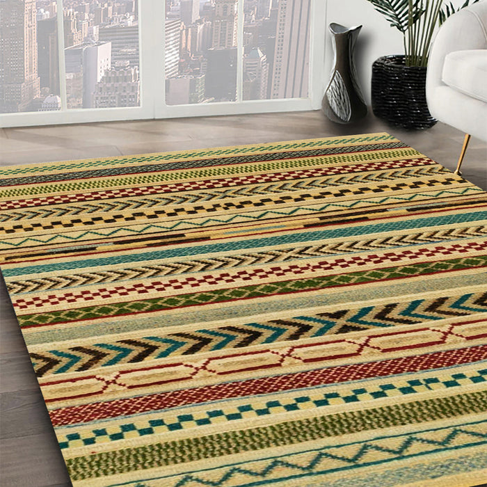 Abstract Yellow Modern Rug in Family Room, abs2237