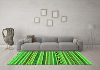 Machine Washable Abstract Green Modern Rug, wshabs2237grn