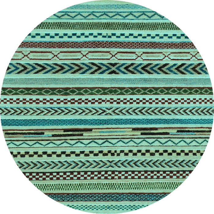 Round Abstract Light Blue Modern Rug, abs2237lblu