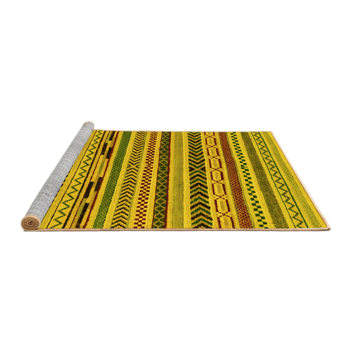 Sideview of Machine Washable Abstract Yellow Modern Rug, wshabs2237yw