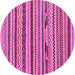 Round Machine Washable Abstract Pink Modern Rug, wshabs2237pnk