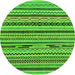 Round Machine Washable Abstract Green Modern Area Rugs, wshabs2237grn