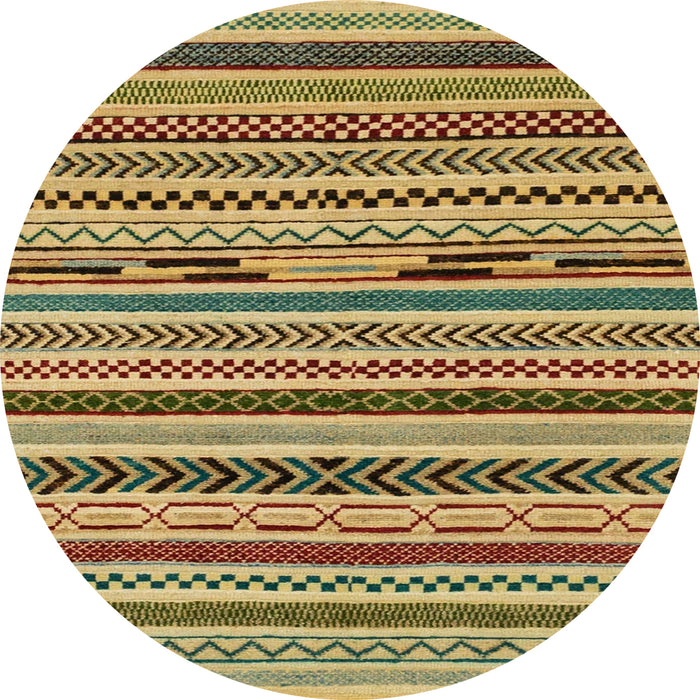 Round Abstract Yellow Modern Rug, abs2237