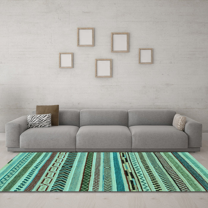 Machine Washable Abstract Light Blue Modern Rug in a Living Room, wshabs2237lblu