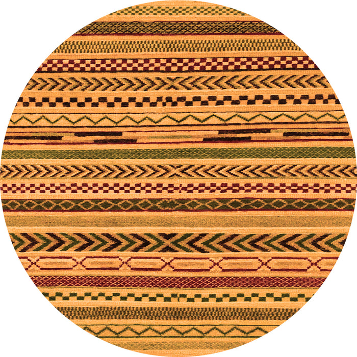 Round Machine Washable Abstract Orange Modern Area Rugs, wshabs2237org