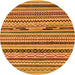 Round Machine Washable Abstract Orange Modern Area Rugs, wshabs2237org