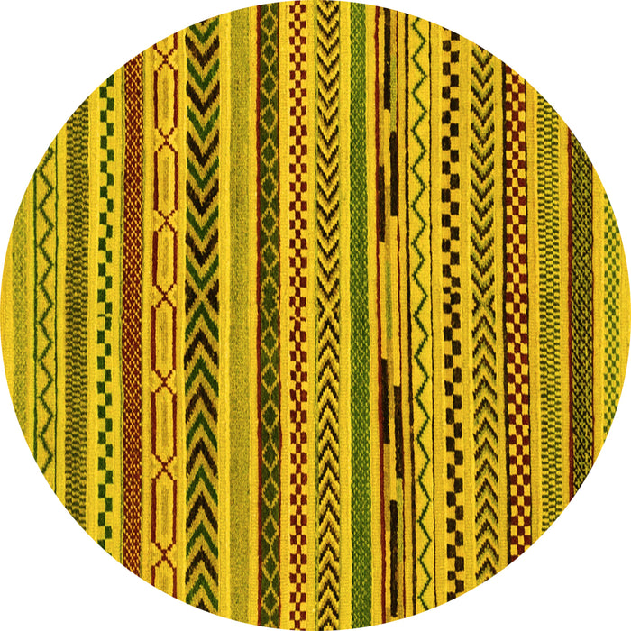 Round Machine Washable Abstract Yellow Modern Rug, wshabs2237yw
