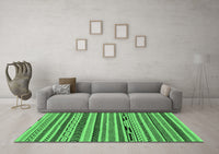 Machine Washable Abstract Emerald Green Modern Rug, wshabs2237emgrn