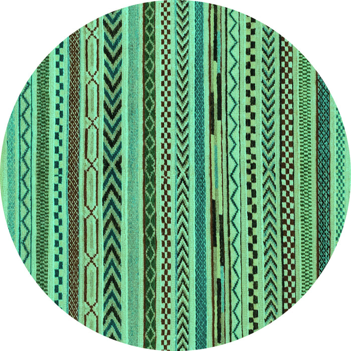 Round Abstract Turquoise Modern Rug, abs2237turq