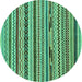 Round Abstract Turquoise Modern Rug, abs2237turq