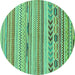 Round Abstract Turquoise Modern Rug, abs2238turq