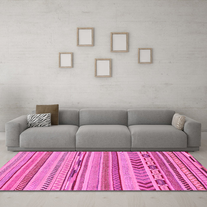 Machine Washable Abstract Pink Modern Rug in a Living Room, wshabs2238pnk