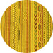 Round Machine Washable Abstract Yellow Modern Rug, wshabs2238yw