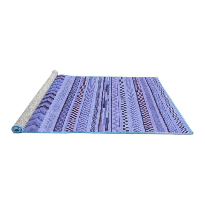 Sideview of Machine Washable Abstract Blue Modern Rug, wshabs2238blu