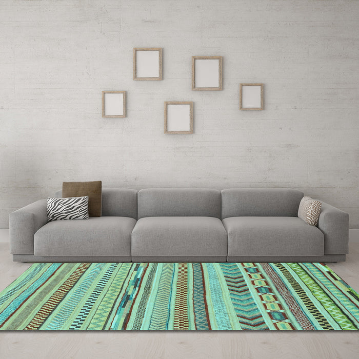 Machine Washable Abstract Light Blue Modern Rug in a Living Room, wshabs2238lblu