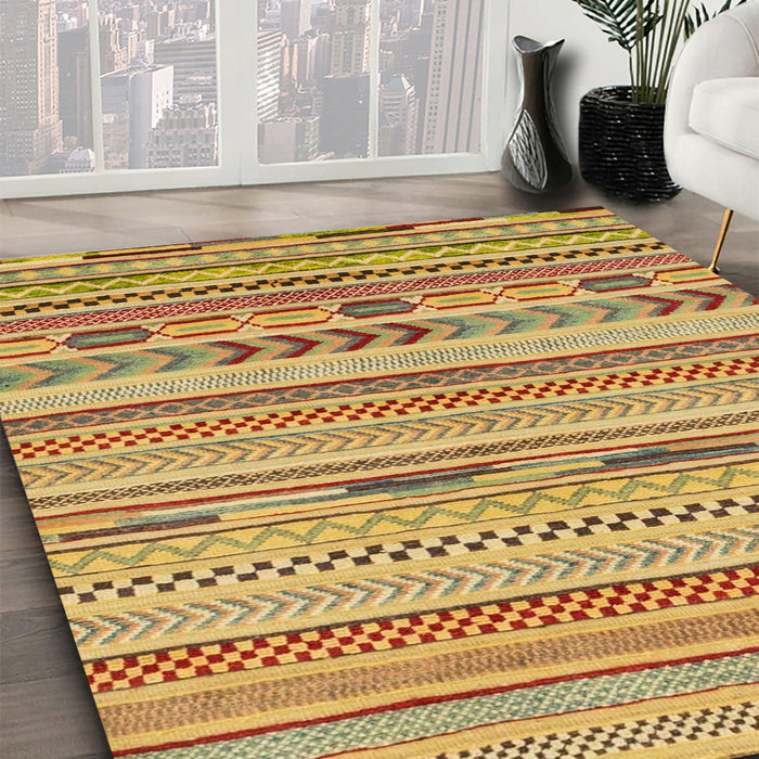 Abstract Red Modern Rug in Family Room, abs2238