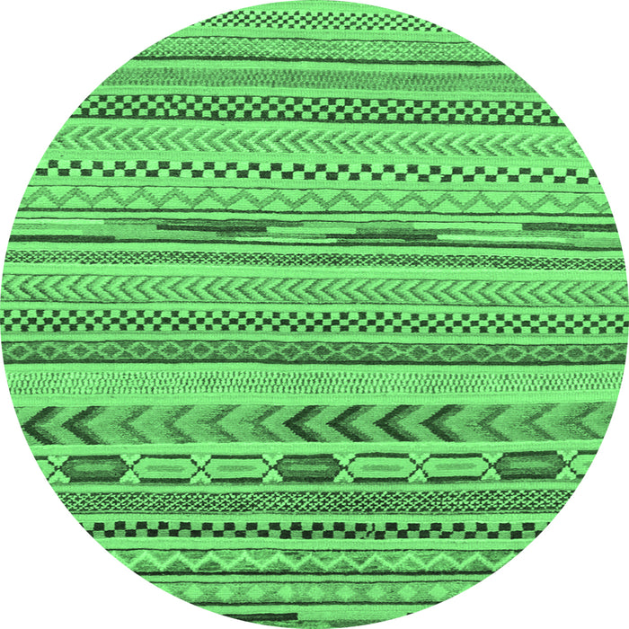 Round Abstract Emerald Green Modern Rug, abs2238emgrn