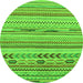 Round Machine Washable Abstract Green Modern Area Rugs, wshabs2238grn