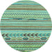 Round Abstract Light Blue Modern Rug, abs2238lblu