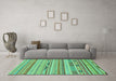 Machine Washable Abstract Turquoise Modern Area Rugs in a Living Room,, wshabs2238turq