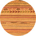 Round Machine Washable Abstract Orange Modern Area Rugs, wshabs2238org