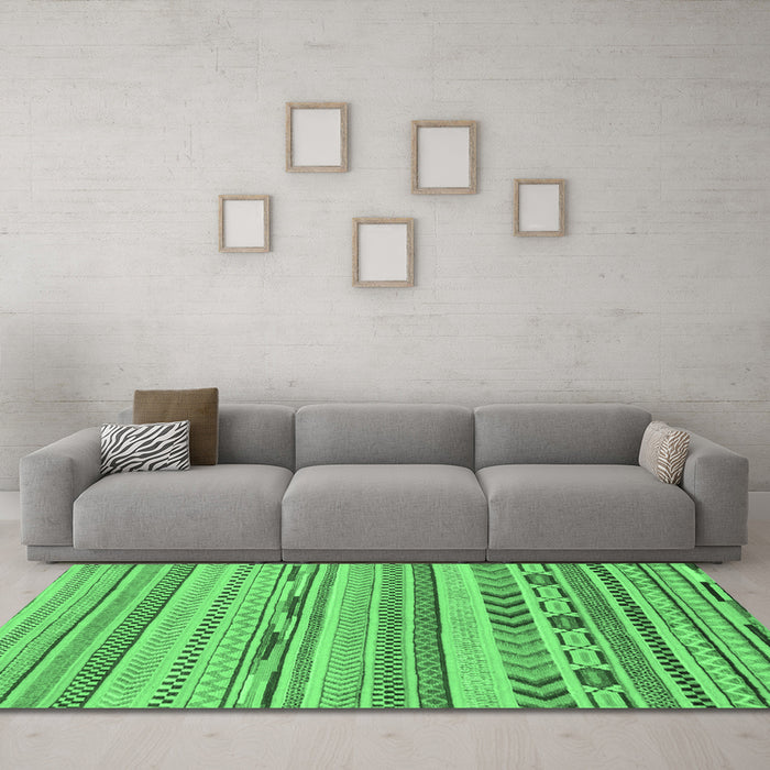 Machine Washable Abstract Emerald Green Modern Area Rugs in a Living Room,, wshabs2238emgrn
