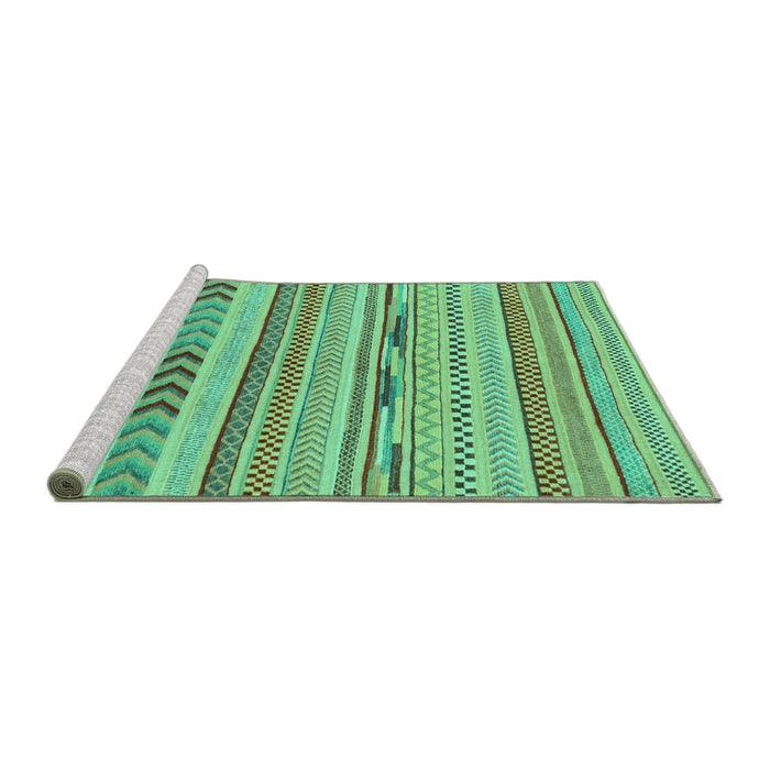 Sideview of Machine Washable Abstract Turquoise Modern Area Rugs, wshabs2238turq