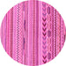 Round Machine Washable Abstract Pink Modern Rug, wshabs2238pnk