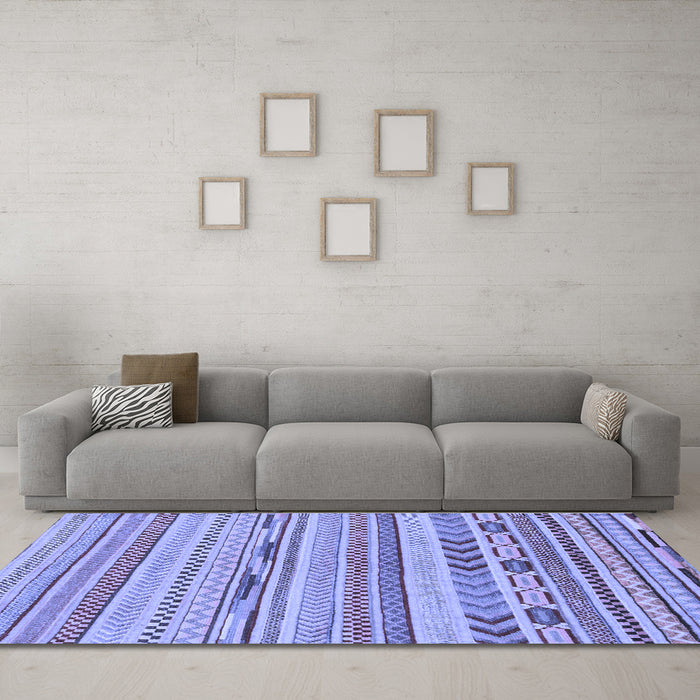 Machine Washable Abstract Blue Modern Rug in a Living Room, wshabs2238blu