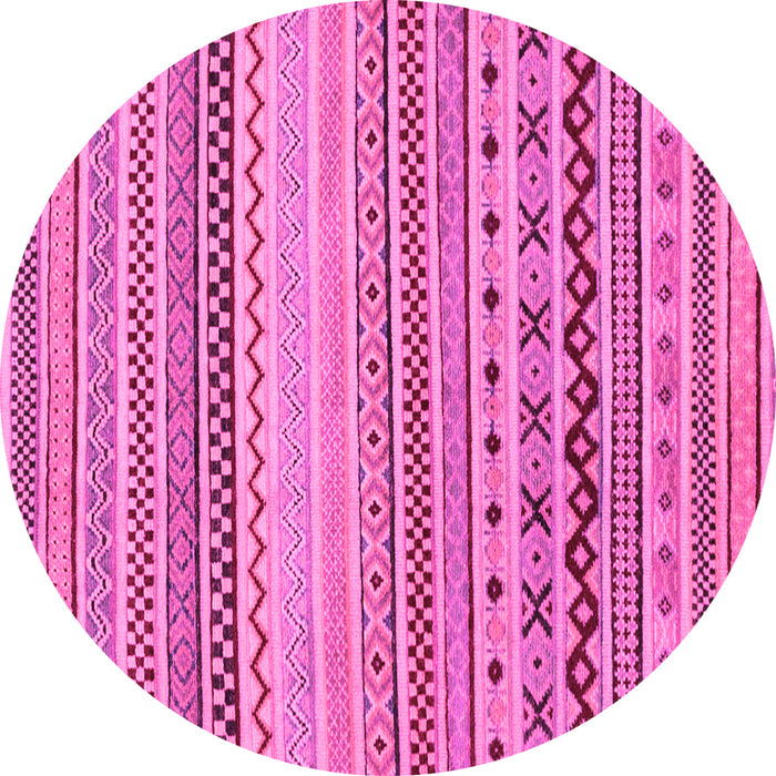 Round Machine Washable Abstract Pink Modern Rug, wshabs2239pnk