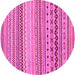 Round Machine Washable Abstract Pink Modern Rug, wshabs2239pnk