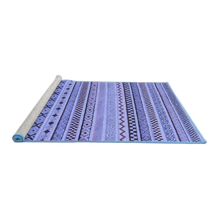 Sideview of Machine Washable Abstract Blue Modern Rug, wshabs2239blu