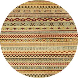 Round Machine Washable Abstract Orange Rug, wshabs2239