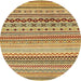 Round Machine Washable Abstract Orange Rug, wshabs2239