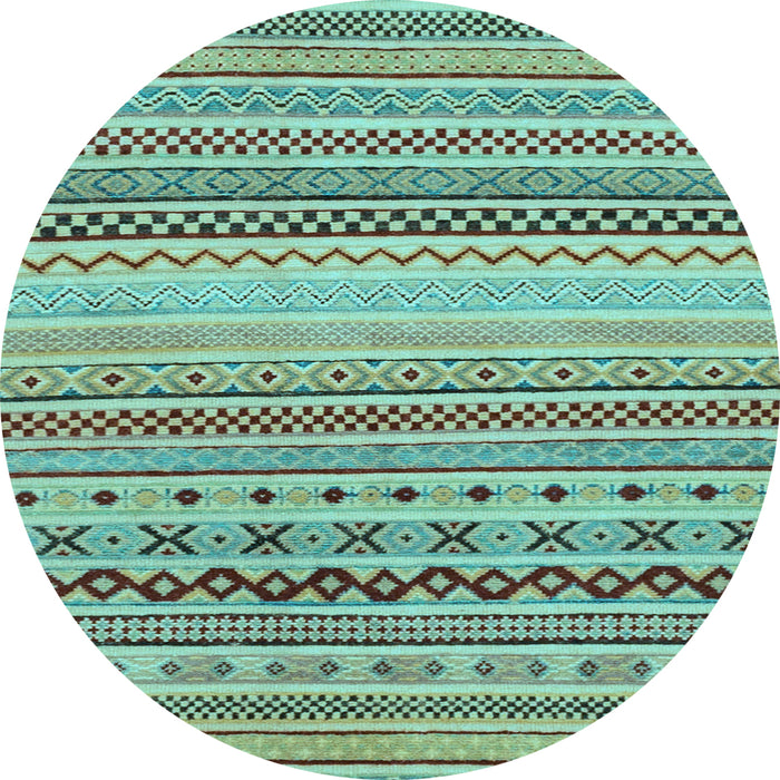 Round Abstract Light Blue Modern Rug, abs2239lblu