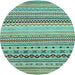 Round Machine Washable Abstract Light Blue Modern Rug, wshabs2239lblu