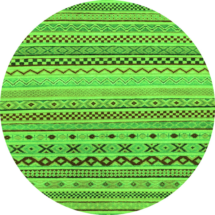 Round Machine Washable Abstract Green Modern Area Rugs, wshabs2239grn