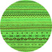 Round Machine Washable Abstract Green Modern Area Rugs, wshabs2239grn