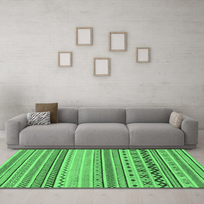 Machine Washable Abstract Emerald Green Modern Area Rugs in a Living Room,, wshabs2239emgrn