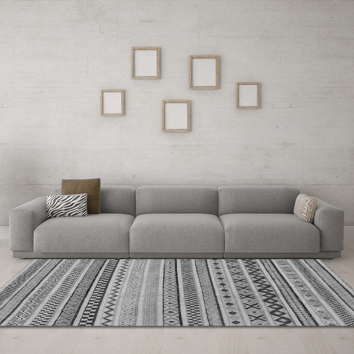 Machine Washable Abstract Gray Modern Rug in a Living Room,, wshabs2239gry